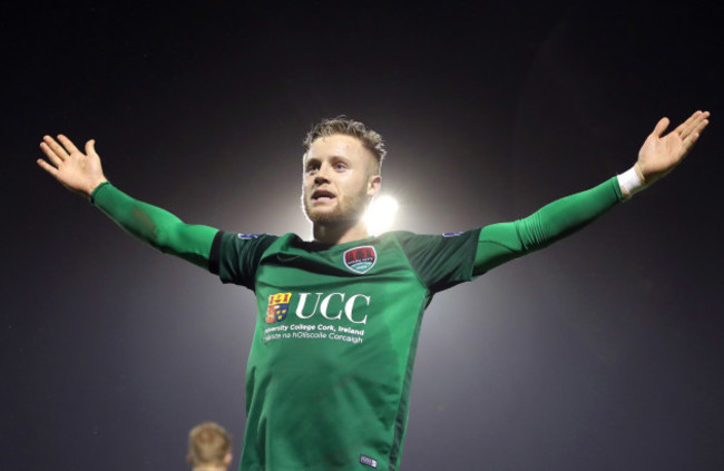 Kevin O'Connor celebrates scoring their second goal from a free kick