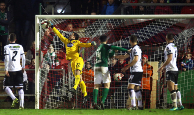 Gabriel Sava is unable to stop Kevin O'Connor's free kick going in