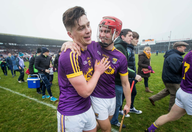 Conor McDonald and Paul Morris celebrate after the game