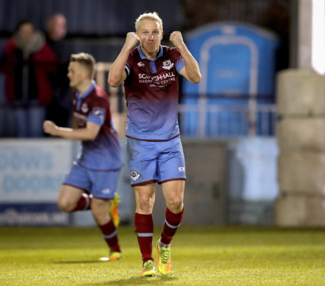 Sean Thornton celebrates at the final whistle