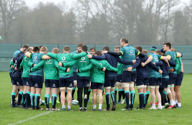 The Ireland team huddle