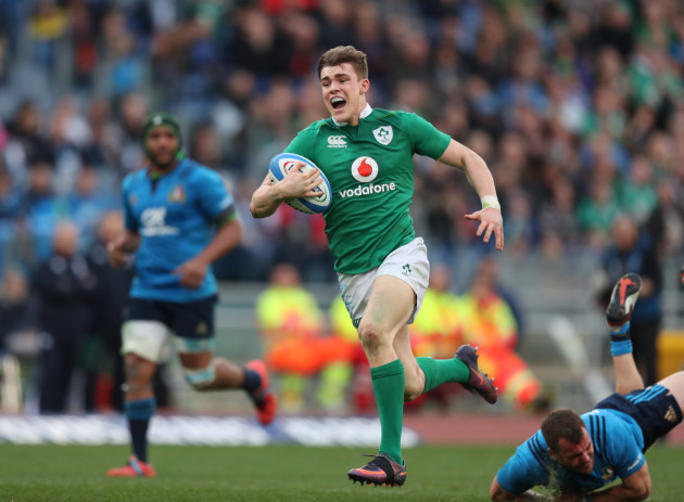 Ireland’s  Garry Ringrose scores a try