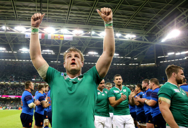 Jamie Heaslip celebrates winning
