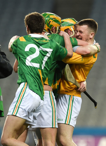 Carrickshock players celebrate at the final whistle