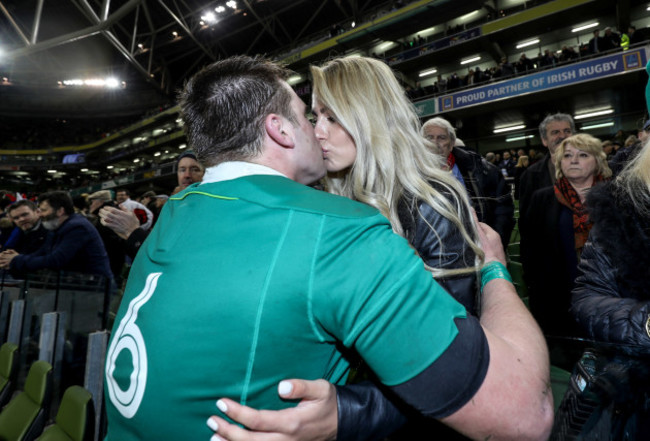 CJ Stander celebrates winning with his wife Jean-Marie