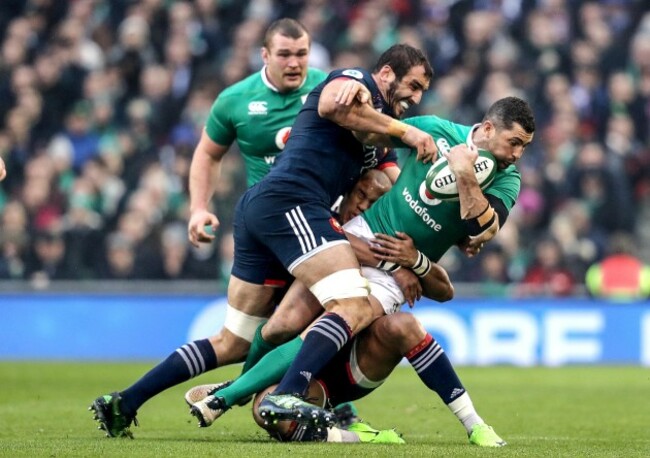 Rob Kearney with Yoann Maestri and Ga&euml;l Fickou