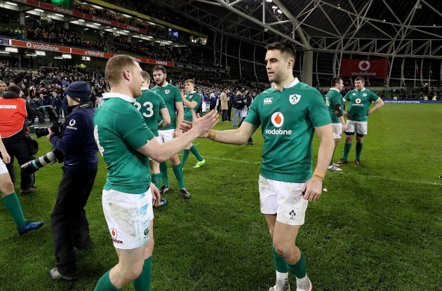 Keith Earls and Conor Murray celebrate winning