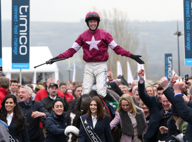 Bryan Cooper onboard Don Cossack celebrates winning