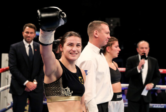 Katie Taylor is declared the winner