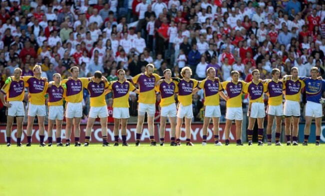 The Wexford team stand for the National Anthem