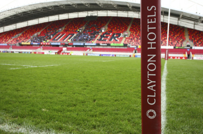 A general view of Clayton Hotels branding at Thomond Park