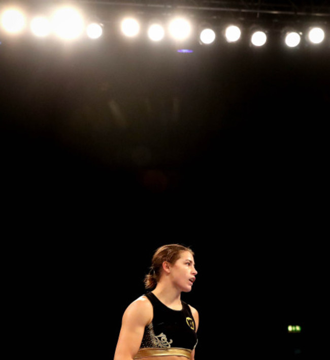 Katie Taylor in action against Karina Kopinska