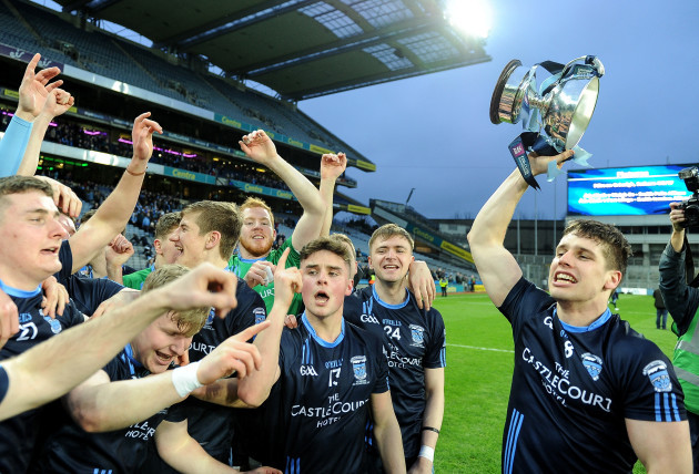 Lee Keegan and his team mates celebrate with the cup