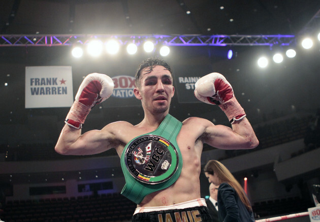 Jamie Conlan celebrates winning the vacant WBC International Silver Super-Flyweight Championship