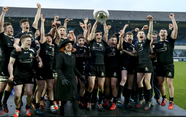 Tim Foley lifts the cup as the Roscrea players celebrate
