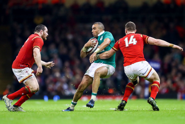Simon Zebo with George North and Ken Owens