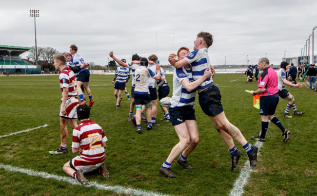 Shane Jennings and Oisin McCormack celebrate at the final whistle