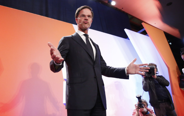 THE NETHERLANDS-THE HAGUE-PARLIAMENTARY ELECTIONS-EXIT POLL-VVD-LEADING-MARK RUTTE