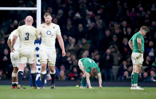 Jamie Heaslip  and Andrew Trimble dejected after the game
