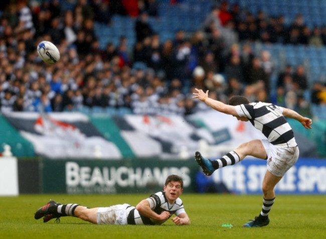 Hugh O’Sullivan kicks a penalty as Paraic Cagney holds the ball in place