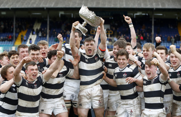Max Kearney lifts the Leinster Schools Senior Cup