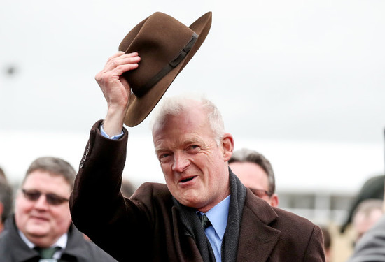 Willie Mullins celebrates after Paul Townend wins on Penhill