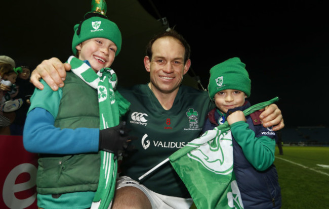 Simon Best poses with his sons Jack and Sam