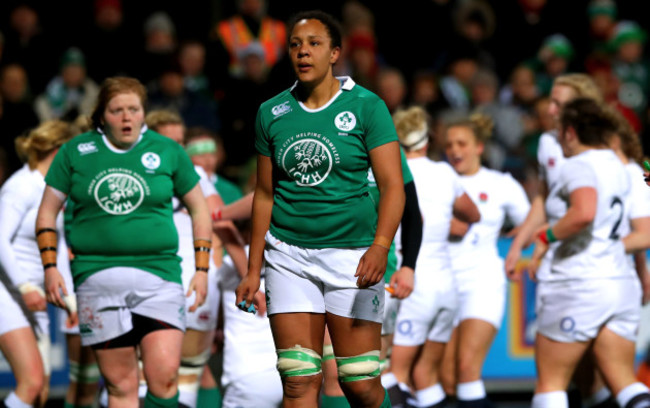 Sophie Spence dejected after England scored there second try
