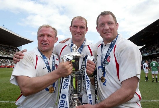 Neil Back, Lawrence Dallaglio and Richard Hill