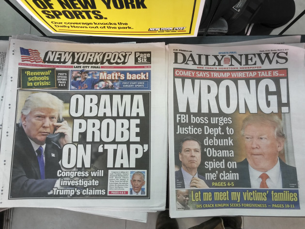 NY: New York papers report on Trump wiretap allegations