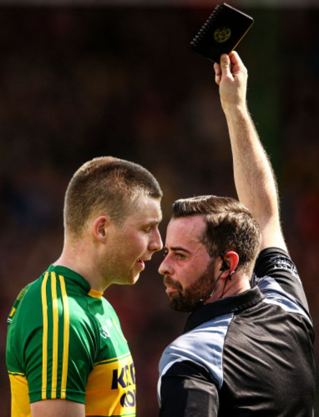 David Gough shows Peter Crowley a black card