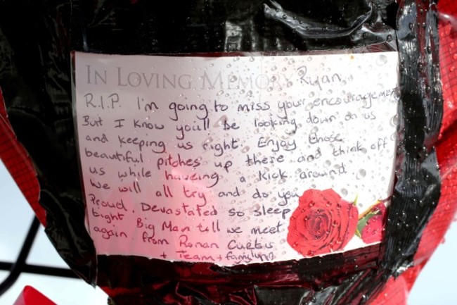 Flowers and scarfs outside The Brandywell in memory of the late Derry City captain Ryan McBride