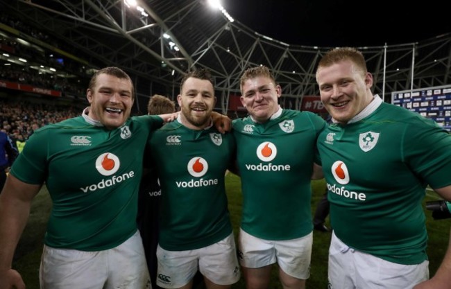 Ireland’s Jack McGrath Cian Healy Tadhg Furlong and John Ryan after the match