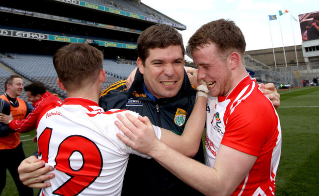 Se&aacute;n &Oacute; Bambaire, Eamonn Fitzmaurice and Brian &Oacute; Raoil celebrate