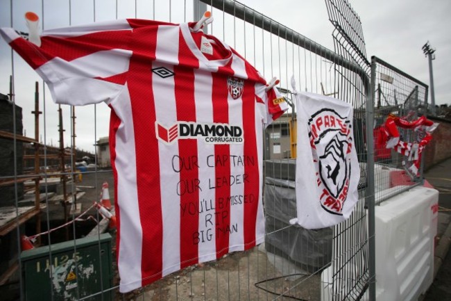 Derry City fans show their respect to the late Ryan McBride