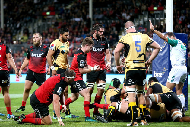 The Crusaders push over for a try
