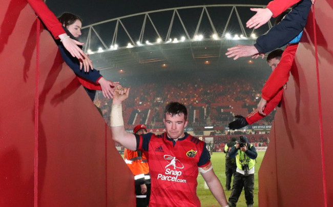 Peter O'Mahony celebrates after the match