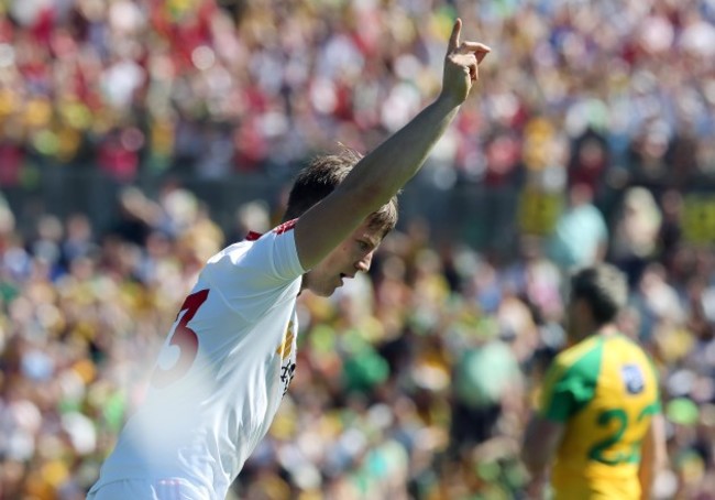 Kieran McGeary celebrates after scoring the winning point