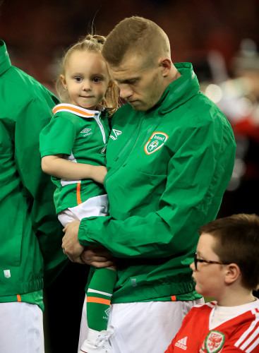 James McClean stands for The National Anthem