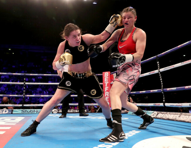 Katie Taylor in action against Milena Koleva