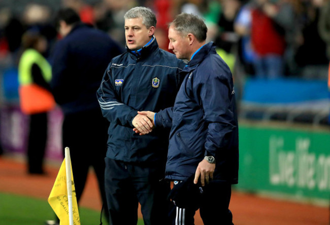 Jim Gavin and Kevin McStay at the end of the game