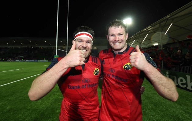 Billy Holland and Donnacha Ryan celebrate after the match