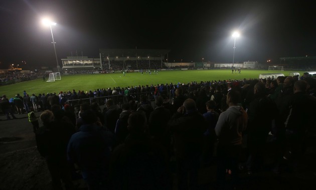 A view of the large crowd at the game
