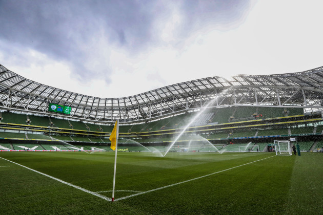 A view of the Aviva Stadium before the game