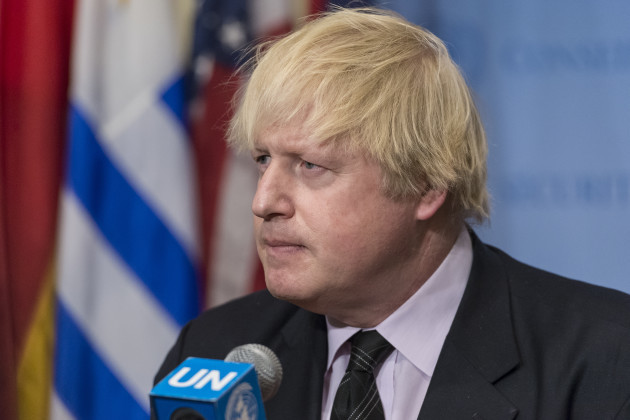 NY: British Foreign Minster Boris Johnson speaks at UN Security Council stakeout