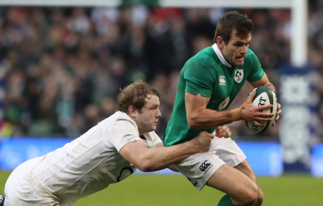 Ireland’s Jared Payne is tackled by England’s Joe Launchbury