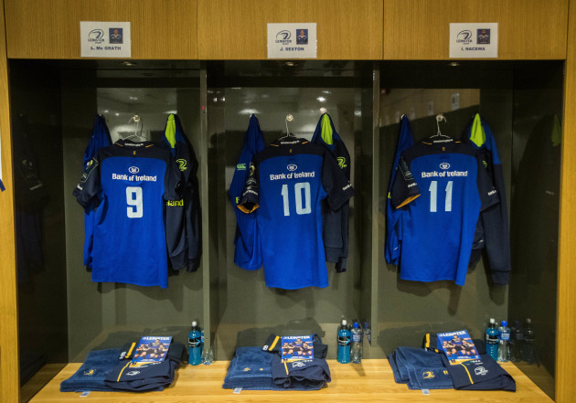 A view inside the Leinster dressing room ahead oft the game