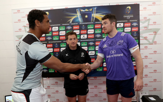 Peter O'Mahony and Thierry Dusautoir with JP Doyle