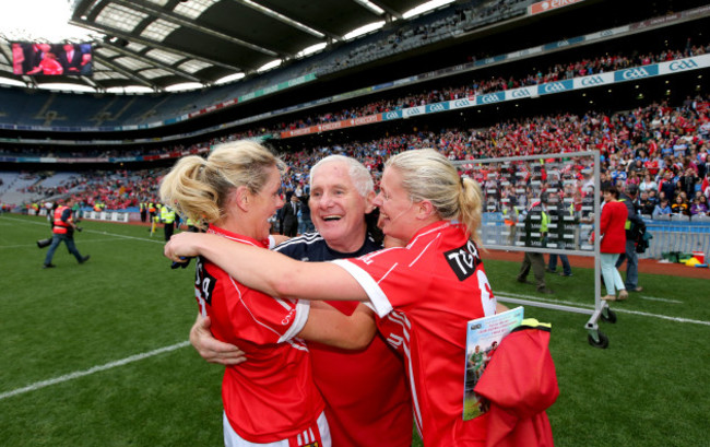 Eamon Ryan celebrates with Angela Walsh and Deirdre O’Reilly