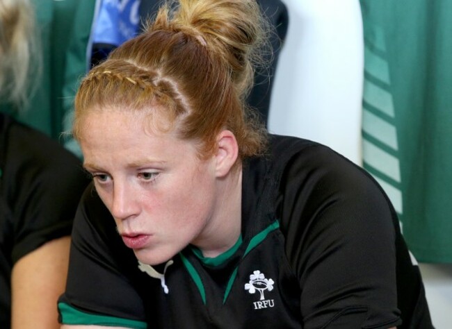 Fiona Hayes in the dressing room before the game